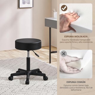 Taburete bajo con ruedas giratorio tocador oficina