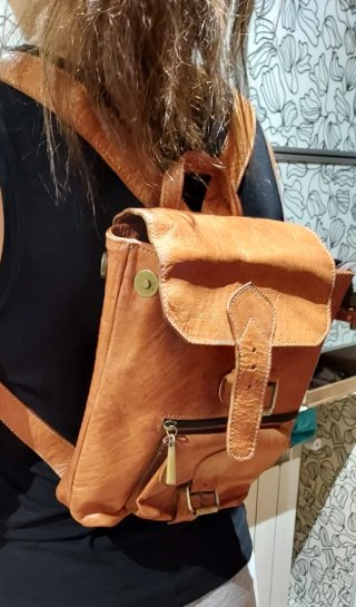 Mochila cuero pequeña mujer/niño