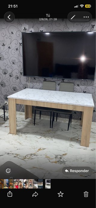 Mesa de comedor madera y mármol