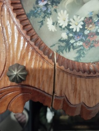 Cuadro Madera Mujer Bebé Flores