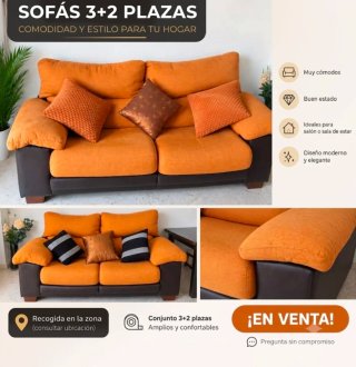 Sofá 3+2 plazas reclinable y asientos correderos