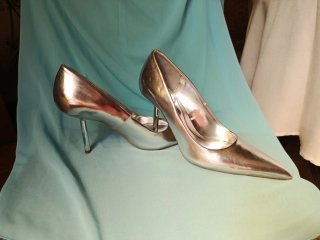 Zapatos de tacón plateados Zara