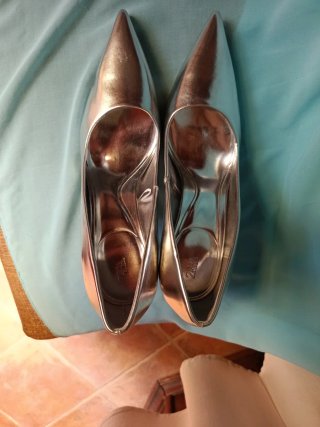 Zapatos de tacón plateados Zara