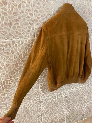 Giacca bomber in vera pelle scamosciata vintage