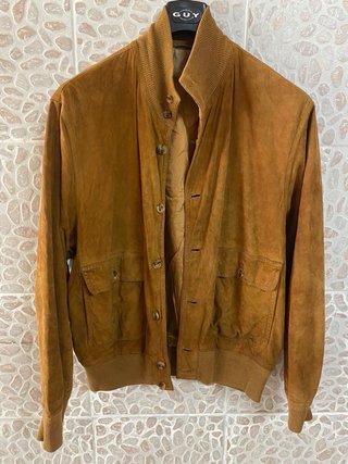 Giacca bomber in vera pelle scamosciata vintage