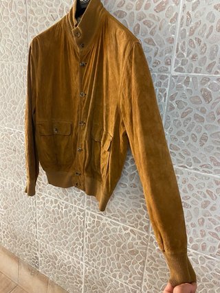Giacca bomber in vera pelle scamosciata vintage