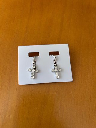 Pendientes Cruz Colgante Plata