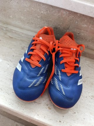 Botas de fútbol Adidas niño/a azul y naranja
