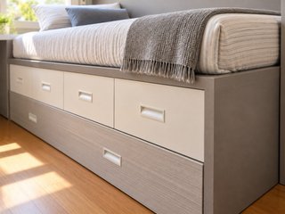 Cama compacta 90x190 con supletoria y 4 cajones