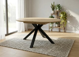 Mesa extensible redonda madera y metal