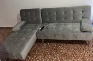 Divano letto grigio in velluto