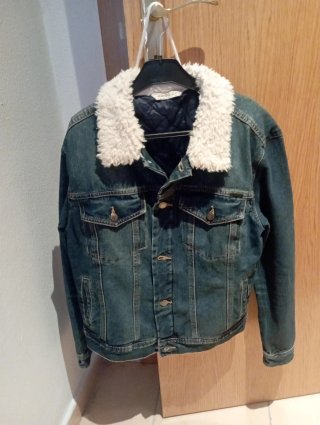 Cazadora vaquera MNG forrada cuello borrego T.M
