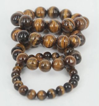 2 Braccialetti Occhio di Tigre con Sfere Medie