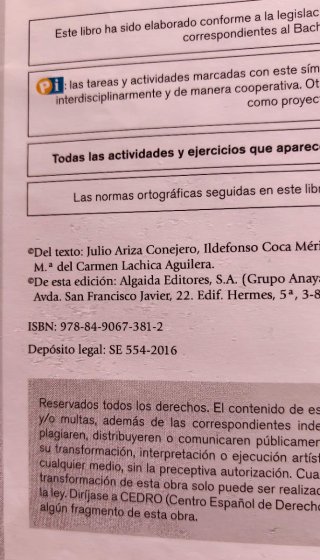 Lengua castellana y literatura I, 1o Bachillerato