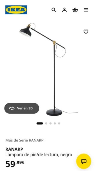 Lámpara de pie Ikea Ranarp Negra y Dorada