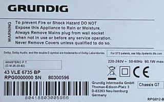 Electrónica interna TV Grundig 43 VLE 6735 BP