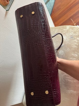 Borsa vera pelle stampa cocco color Borgogna