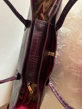 Borsa vera pelle stampa cocco color Borgogna