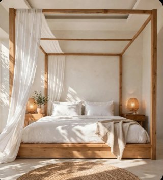 Cama dosel madera
