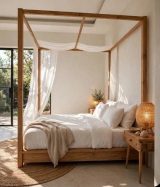 Cama dosel madera