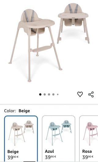 Trona niño Kikkaboo 2 en 1, color beige (NUEVA)