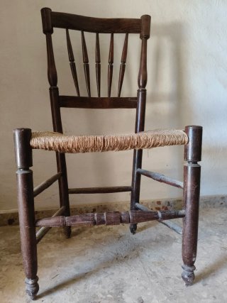 Silla vintage madera y yute