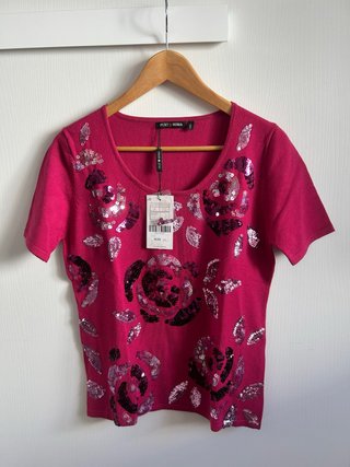 Jersey Punt Roma lentejuelas rosas