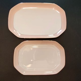 Vajilla porcelana rosa y blanca