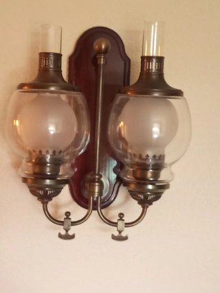 Pareja Apliques Farol Madera Metal Cristal