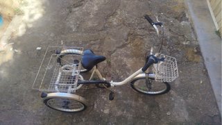 Bicicletta a tre ruote con cestino