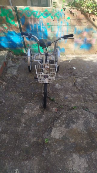 Bicicletta a tre ruote con cestino