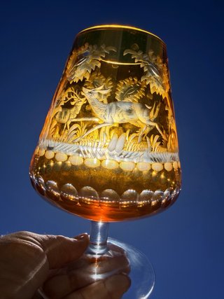 Copa Bohemia Cristal Naranja Colección Ciervo