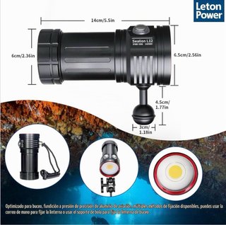 Foco Buceo LetonPower L12 8000 Lúmenes + Maletín