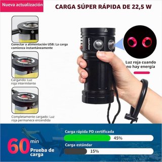 Foco Buceo LetonPower L12 8000 Lúmenes + Maletín