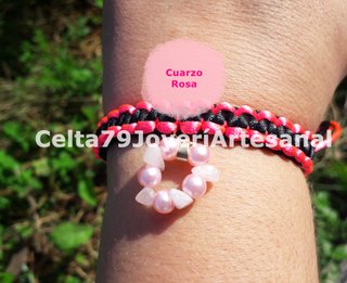 Pulsera artesanal Celta79 Cuarzo Rosa