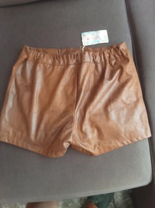 Pantalón corto étnico cuero marrón talla M