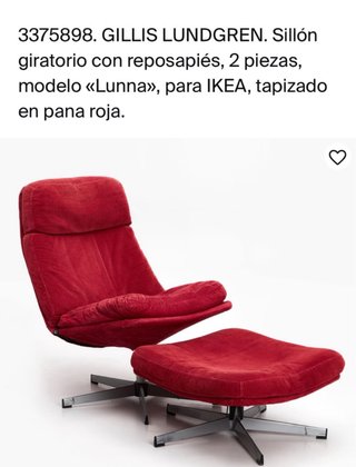 Sillón y reposapiés rojo Gillis Lundgren ikea