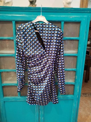 Vestido Zara Satén Estampado Talla XS
