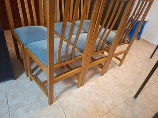 Juego 6 Sillas Madera Tapizadas Azul