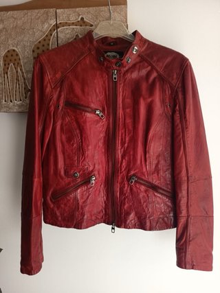 Cazadora Piel Roja Mujer