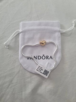 Pulsera Pandora Corazón Dorado 19cm