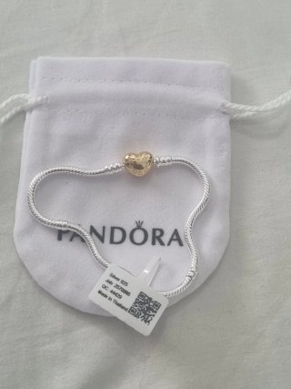 Pulsera Pandora Corazón Dorado 19cm