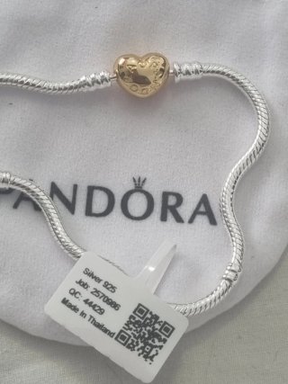 Pulsera Pandora Corazón Dorado 19cm