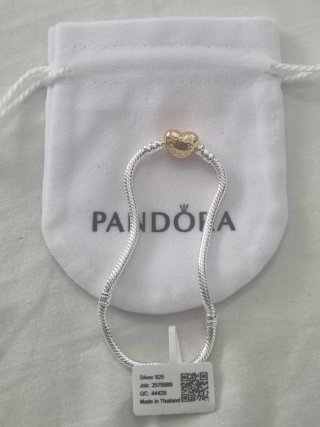 Pulsera Pandora Corazón Dorado 19cm