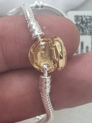 Pulsera Pandora Corazón Dorado 19cm