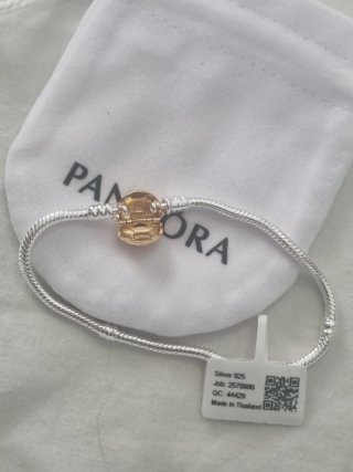 Pulsera Pandora Corazón Dorado 19cm