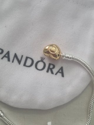 Pulsera Pandora Corazón Dorado 19cm