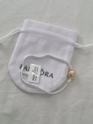 Pulsera Pandora Corazón Dorado 19cm