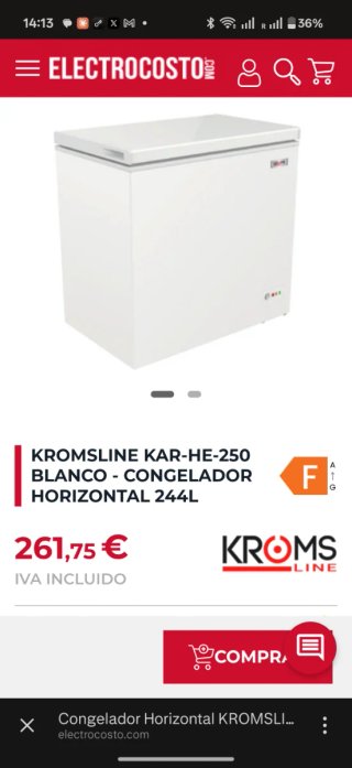 Congelador arcón Kromsline 244L - 2024