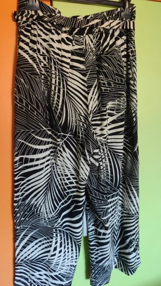 Pantaloni estivi Mango fantasia bianco/nero